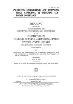 Paperback Protecting shareholders and enhancing public confidence by improving corporate governance Book