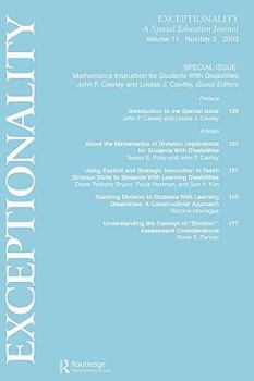 Paperback Mathematics Instruction for Students With Disabilities: A Special Issue of exceptionality Book