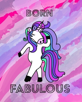 Paperback Unicorn Notebook - Born Fabulous: Unicorn Blank Notebook with Rainbow Lines Book