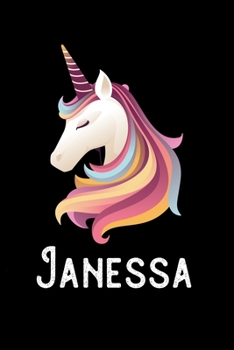 Paperback Janessa: Personalized Custom Name Unicorn Themed Monthly 2020 Planner (Calendar, To Do List, Monthly Budget, Grocery List, Year Book