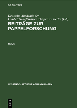 Hardcover Beiträge Zur Pappelforschung. Teil 6 [German] Book