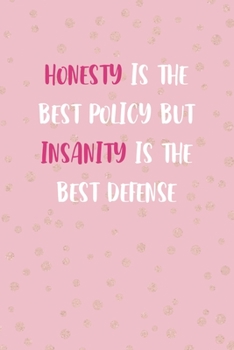 Honesty Is The Best Policy But Insanity Is The Best Defense: Notebook Journal Composition Blank Lined Diary Notepad 120 Pages Paperback Pink And Golden Sanity