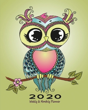 Paperback 2020 Weekly & Monthly Planner: Owl Themed Organizer Notebook & Diary with Journal Pages for Notes - Large Size & Simple Layout - Owl Green Book