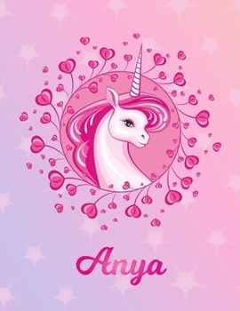 Paperback Anya: Anya Magical Unicorn Horse Large Blank Pre-K Primary Draw & Write Storybook Paper - Personalized Letter A Initial Cust Book