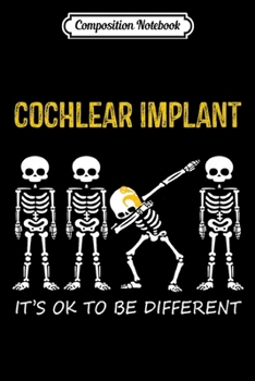 Composition Notebook: Kids Hearing Loss Dabbing Skeleton Wearing Cochlear Implant Youth  Journal/Notebook Blank Lined Ruled 6x9 100 Pages