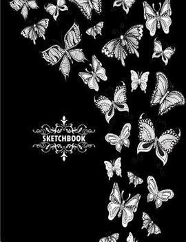 Paperback sketchbook: Butterfly on black cover (8.5 x 11) inches 110 pages, Blank Unlined Paper for Sketching, Drawing, Whiting, Journaling Book