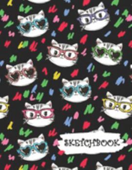 Sketchbook : Cool Cat with Glasses Fun Framed Drawing Paper Notebook