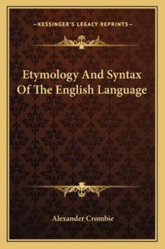 Paperback Etymology And Syntax Of The English Language Book