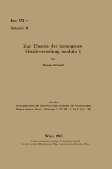 Paperback Zur Theorie der homogenen Gleichverteilung modulo 1 [German] Book