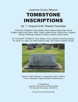 Paperback Lawrence County Missouri Tombstone Inscriptions Vol. 7 Book