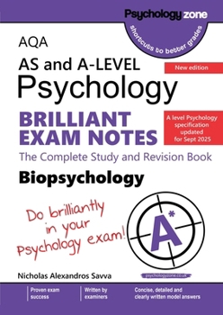 Paperback AQA A-Level Psychology Brilliant Exam Notes for Biopsychology: Updated for 2025 specification Book