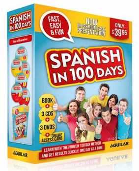 Paperback Spanish in 100 Days - Premium Pack (Book, 3 Cds, 3 DVDs and Internet Access Card) [With 3 CDs and 3 DVDs and Access Code] [Spanish] Book