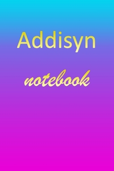 Addisyn: Blank Notebook | Wide Ruled Lined Paper Notepad | Writing Pad Practice Journal | Custom Personalized First Name Initial A Blue Purple Gold  | ... Homeschool & University Organizer Daybook
