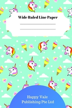 Cute Unicorn Theme Wide Ruled Line Paper