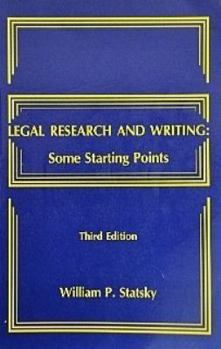 Paperback Legal research and writing: Some starting points Book