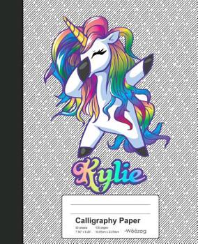 Paperback Calligraphy Paper: KYLIE Unicorn Rainbow Notebook Book