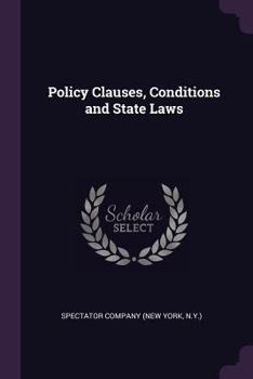 Paperback Policy Clauses, Conditions and State Laws Book