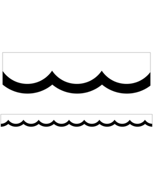 Simply Stylish Black  White Wavy Line Scalloped Borders