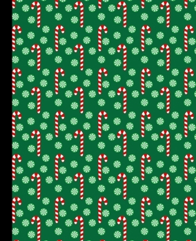 Paperback 7.5" X 9.25" - College Rule Lined - Blank - 150 Page - Notebook: with a colorful trippy minimalist green red and white christmas pattern design on the Book