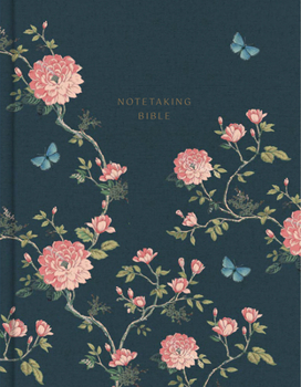 Hardcover CSB Notetaking Bible, Expanded Reference Edition, Navy/Floral Cloth Over Board Book