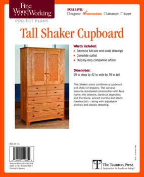 Misc. Supplies Fine Woodworking's Tall Shaker Cupboard Plan Book