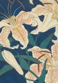 Hiroshige Spotted Lilies Paperback Journal: Dotted: 5 3/4 X 8 1/4, Notebook with Pocket, 144 Pages, Acid-Free Paper