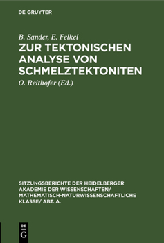 Hardcover Zur Tektonischen Analyse Von Schmelztektoniten [German] Book