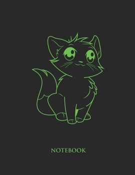 Paperback Cute Cat Notebook: Half Picture Half Wide Ruled Notebook - Large (8.5 x 11 inches) - 110 Numbered Pages - Green Softcover Book