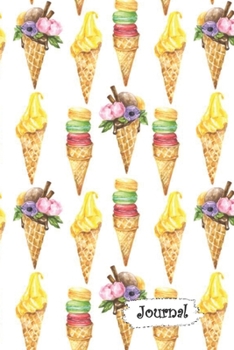 Paperback Journal: Ice Cream Cones & Macaroons Diary with Blank Lined Notebook Paper Book