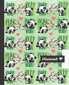 CUADERNO ESCOLAR: Cuaderno de hoja cuadriculada 4 milímetros con margen | 4x4 | Tamaño especial para la mochila o cartera del colegio  | 120 páginas ... de osos panda y bambú. (Spanish Edition)