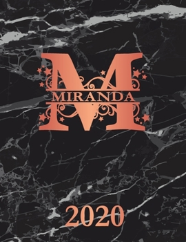 Paperback Miranda: 2020. Personalized Name Weekly Planner Diary 2020. Monogram Letter M Notebook Planner. Black Marble & Rose Gold Cover. Book