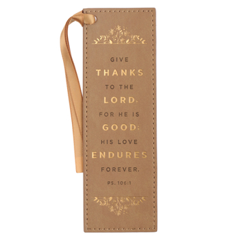 Misc. Supplies Christian Art Gifts Tan Faux Leather Floral Bookmark for Women: Give Thanks - Psalm 106:1 Inspirational Bible Verse, Heat-Debossed & Golden Accents wi Book