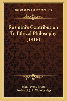 Paperback Rosmini's Contribution To Ethical Philosophy (1916) Book