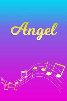 Paperback Angel: Sheet Music Note Manuscript Notebook Paper - Pink Blue Gold Personalized Letter A Initial Custom First Name Cover - Mu Book