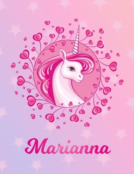 Marianna: Unicorn Large Blank Primary Sketchbook Paper | Pink Purple Magical Horse Personalized Letter M Initial Custom First Name Cover | Drawing ... | Art Sketch Book| Create & Learn to Draw