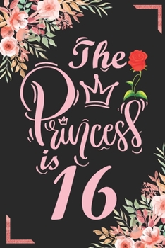 The Princess Is 16: 16th Birthday & Anniversary Notebook Flower Wide Ruled Lined Journal 6x9 Inch ( Legal ruled ) Family Gift Idea Mom Dad or Kids in Holidays - Marble & Red Love Flowers Cover
