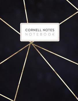 Paperback Cornell Notes Notebook: Cornell Style Paper Journal College Ruled Black Gold Geometric Lines Book