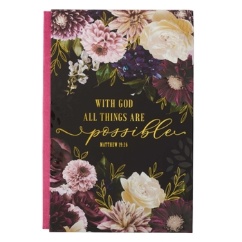 Hardcover Large Hardcover Journal with God All Things Are Possible, Quarter Bound, Linen Spine Book