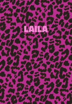Laila: Personalized Pink Leopard Print Notebook (Animal Skin Pattern). College Ruled (Lined) Journal for Notes, Diary, Journaling. Wild Cat Theme Design with Cheetah Fur Graphic