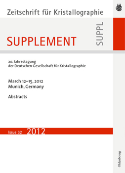 Paperback 20. Jahrestagung Der Deutschen Gesellschaft Für Kristallographie; March 2012, Munich, Germany Book