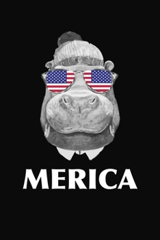 Merica : Hippo Lined Journal Notebook Planer Black and White Interior with White Paper Matte Paperback Cover Finish 6x9 Inches 120 Pages