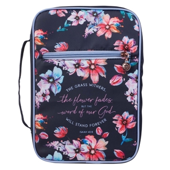 Misc. Supplies Bible Cover Medium Navy the Grass Withers Isaiah 40:8 Book
