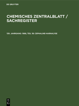 Hardcover 1968, Teil 1b: Cephaline-Harnalyse [German] Book