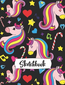 Paperback Sketchbook: Cute Unicorn, Large Journal With Blank Paper For Drawing And Sketching for Girls, 109 Pages, 8.5" x 11" (Kids Drawing Book