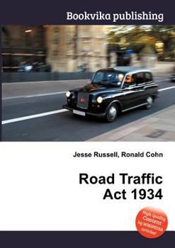 Paperback Road Traffic ACT 1934 Book