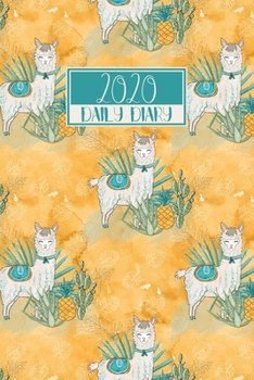 Paperback 2020 Daily Diary: A5 Full Day on a Page DO1P Lined Planner Writing Journal - Yellow & Blue Llamas Cover Book