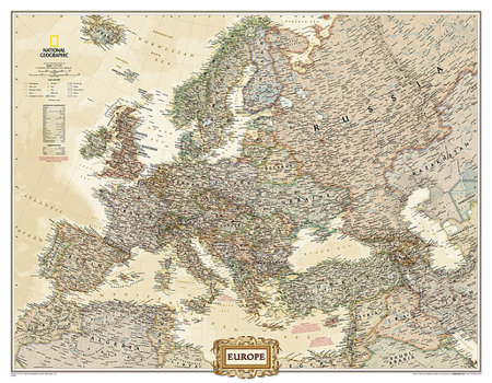 Map National Geographic Europe Wall Map - Executive - Laminated (Enlarged: 46 x 35.75 in) (National Geographic Reference Map) Book