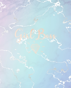 Paperback Girl Boss: Inspirational Quote Notebook, Elegant Blue Marble and Rose Gold - 7.5 x 9.25, 120 Wide Ruled Pages Book