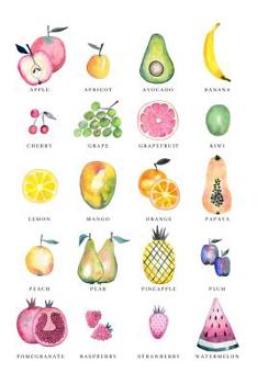 Paperback Watercolor Fruit: Graph Paper Notebook, 6x9 Inch, 120 pages Book