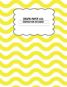 Paperback Graph Paper 4x4 Composition Notebook: Yellow Wavy Lines Book